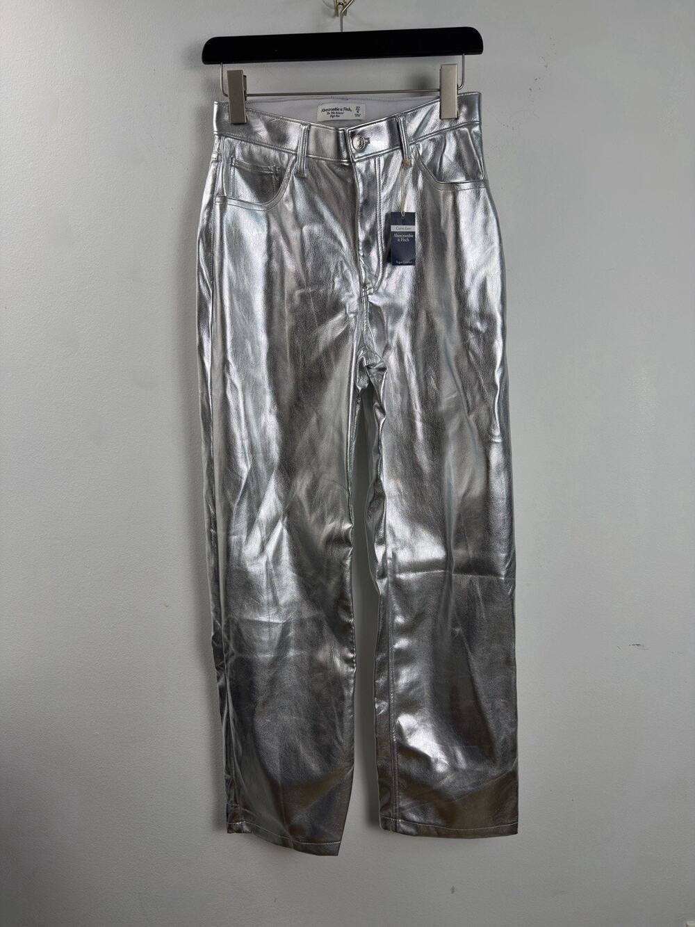 Abercrombie & Fitch Pants Woman's 4 Curve Love Silver 90s Straight High Rise NWT
